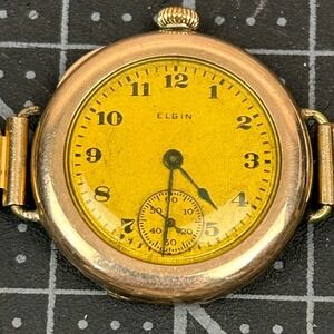 Vintage Elgin 15 Jewels Yellow Dial Women's Watch Wadsworth Case 20 Years P/R